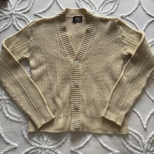 Vintage Expressions by Campus Small Grandpa Cardigan Cream Cable Knit